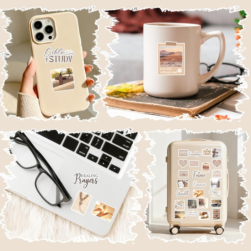 Eclazul Prayer Board Stickers Supplies - 50 Pcs Brown Christian Jesus Bible Verse Decorating Kit for Adults Women Inspirational Waterproof Scrapbook Decals Bulk for Journaling Planner Water Bottle - Image 4